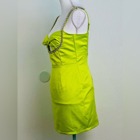 Runaway The Label Serafina Lime twisted Bust Embelished Mini Dress US Size 2 - Picture 5 of 12
